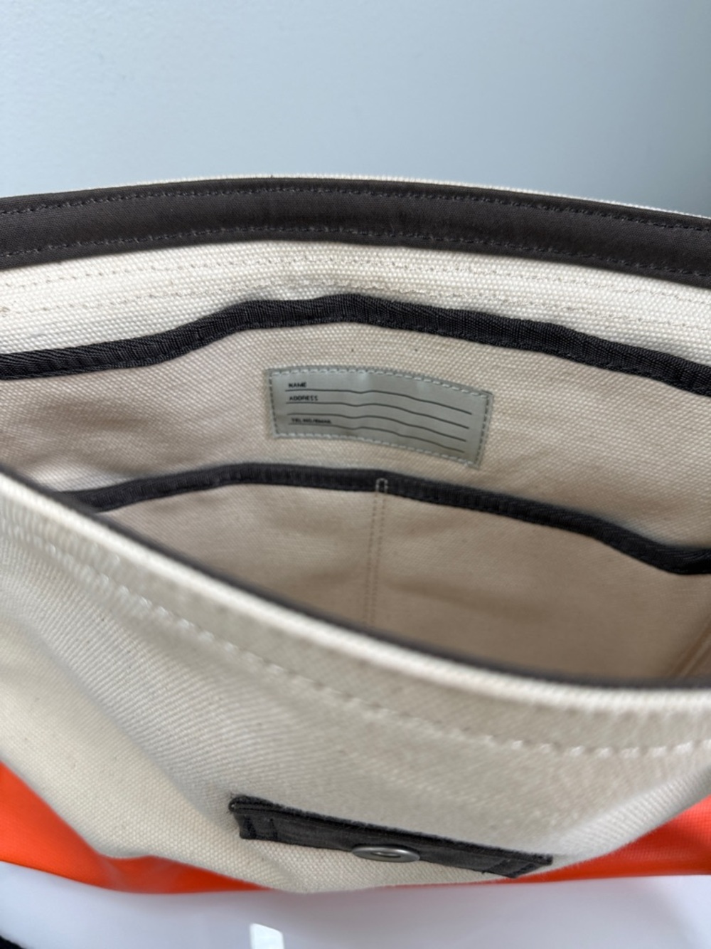 Jack Spade Warren Street Dipped Industrial Canvas Messenger Bag - Orange/Cream - Picture 5 of 5